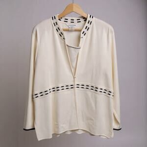 Exclusively Misook Women’s 3X Knit Cardigan Tank Top Set Open Front Ivory Career